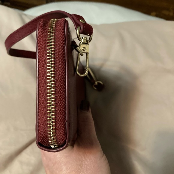 Samantha brown wallet with strap. 8x4. Dark Red. - Picture 6 of 9